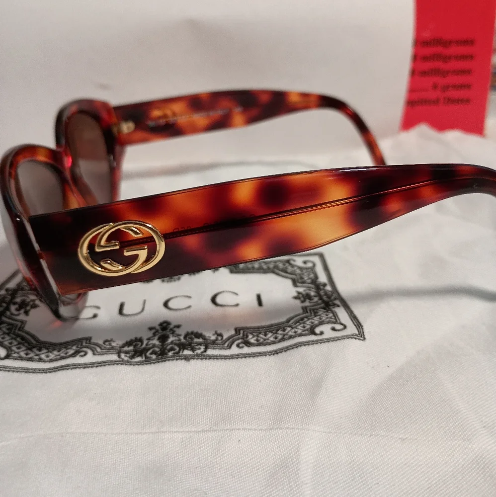 GUCCI GG Side Logo Tortoiseshell Pattern Sunglasses GG - Picture 4 of 10
